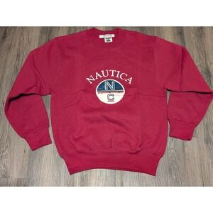 Nautica Competition Sweatshirt Crew Neck Pullover Spell‎ Out Logo Small